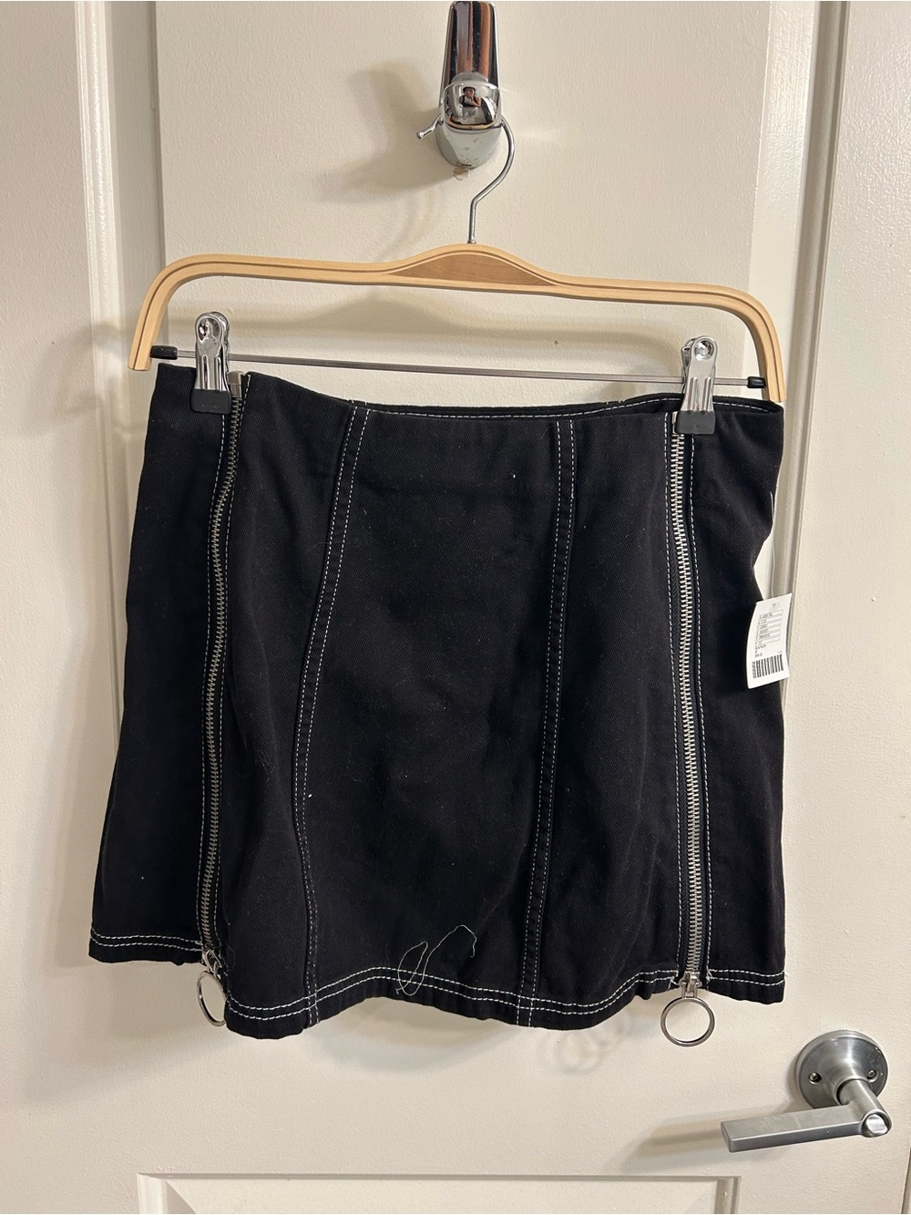 Urban Outfitters Black Denim Mini Skirt with Dual Zippers